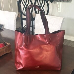 Coach Metallic Burgundy Leather Tote